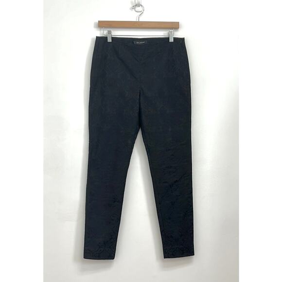 ST. JOHN Damask Floral Embossed Print Cigarette Slim Pant Vent Hem - Size 10* - Picture 2 of 15